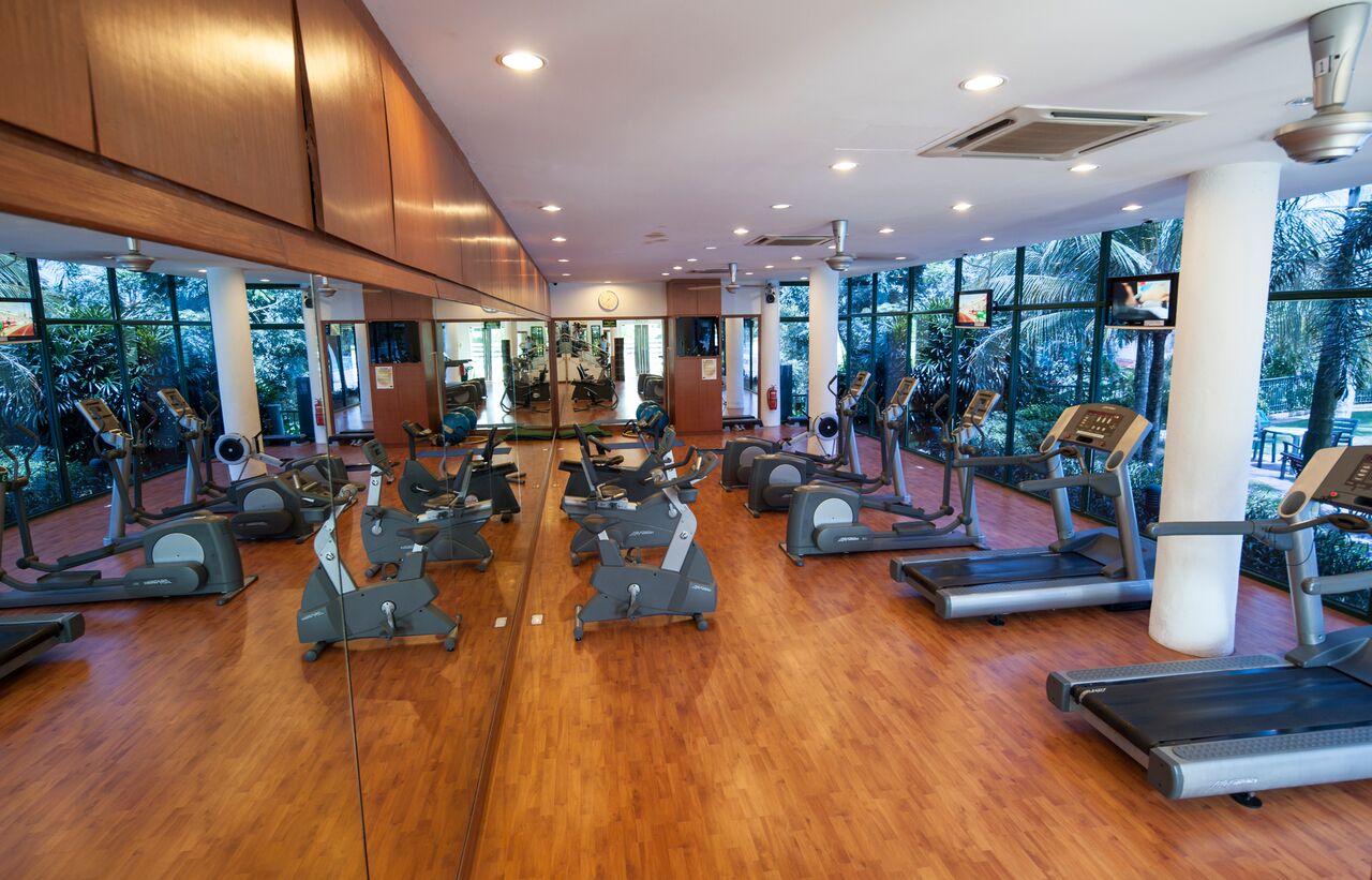 The pool and recreation area in the Sports Wing at Tropicana Golf & Country Club