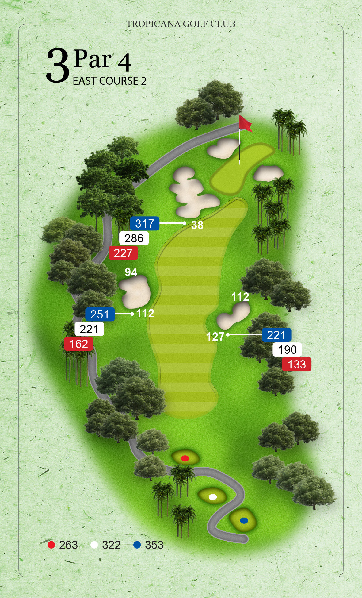 East Course II, Hole 3 (Par 4) at Tropicana Golf & Country Club
