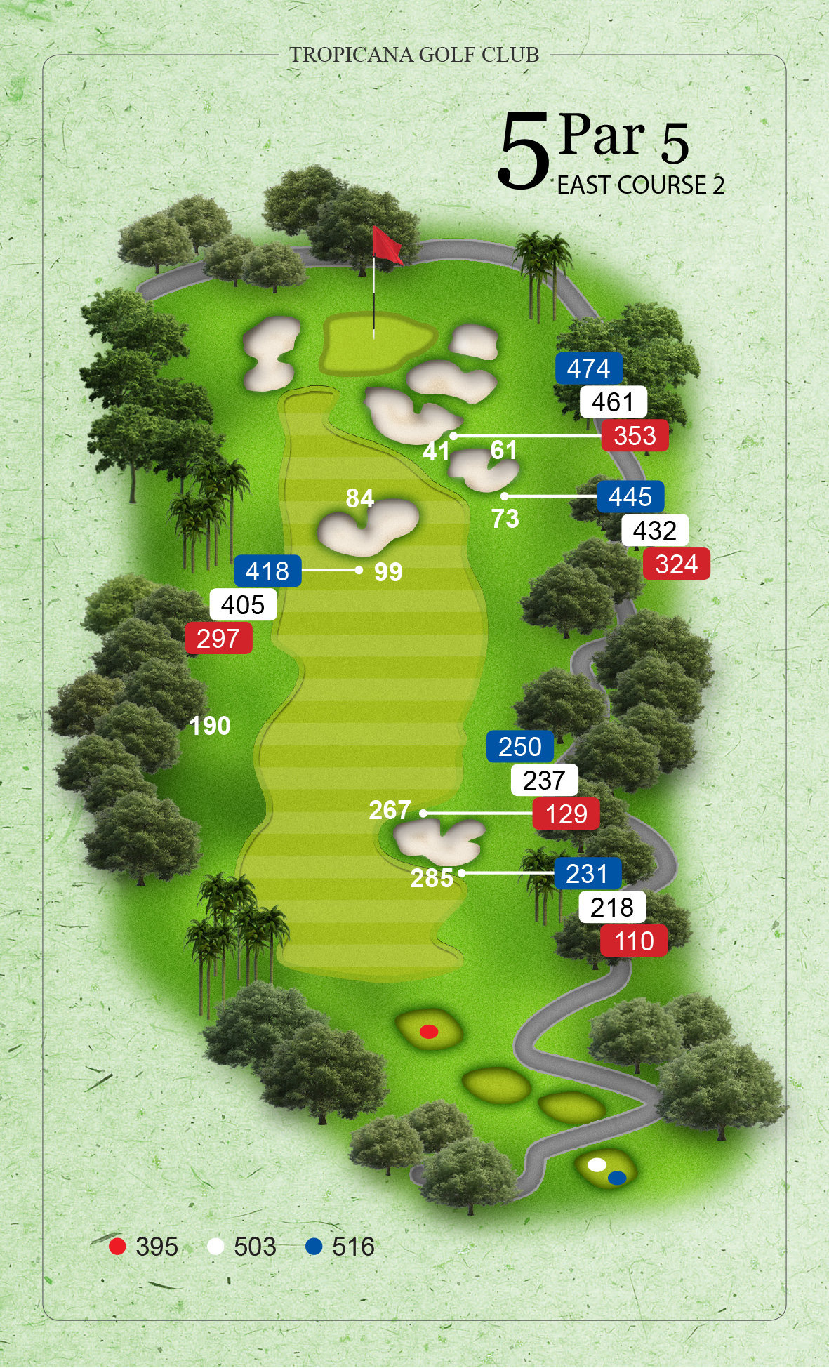 East Course II, Hole 5 (Par 5) at Tropicana Golf & Country Club