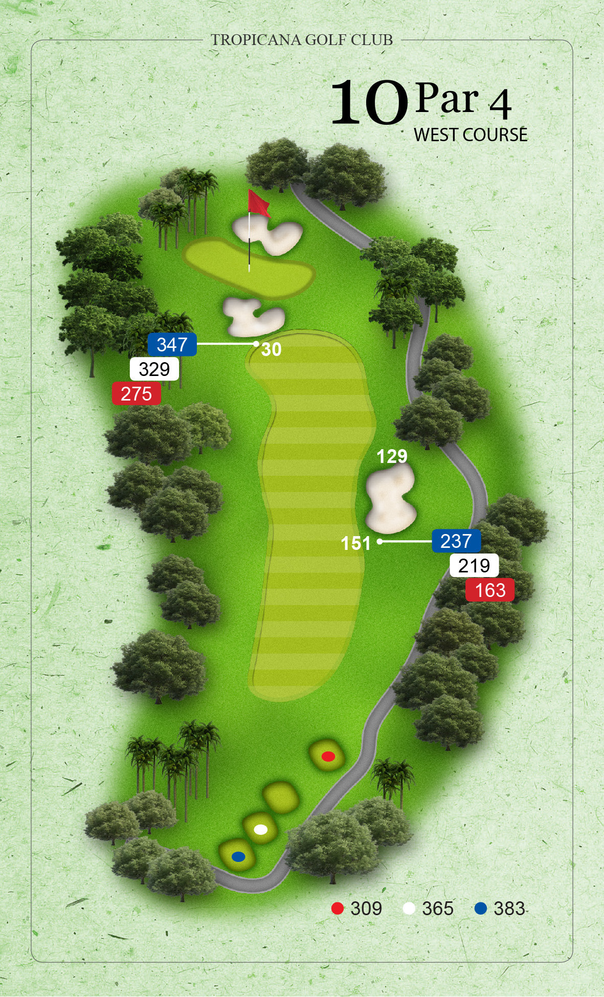 West Course, Hole 1 (Par 4) at Tropicana Golf & Country Club