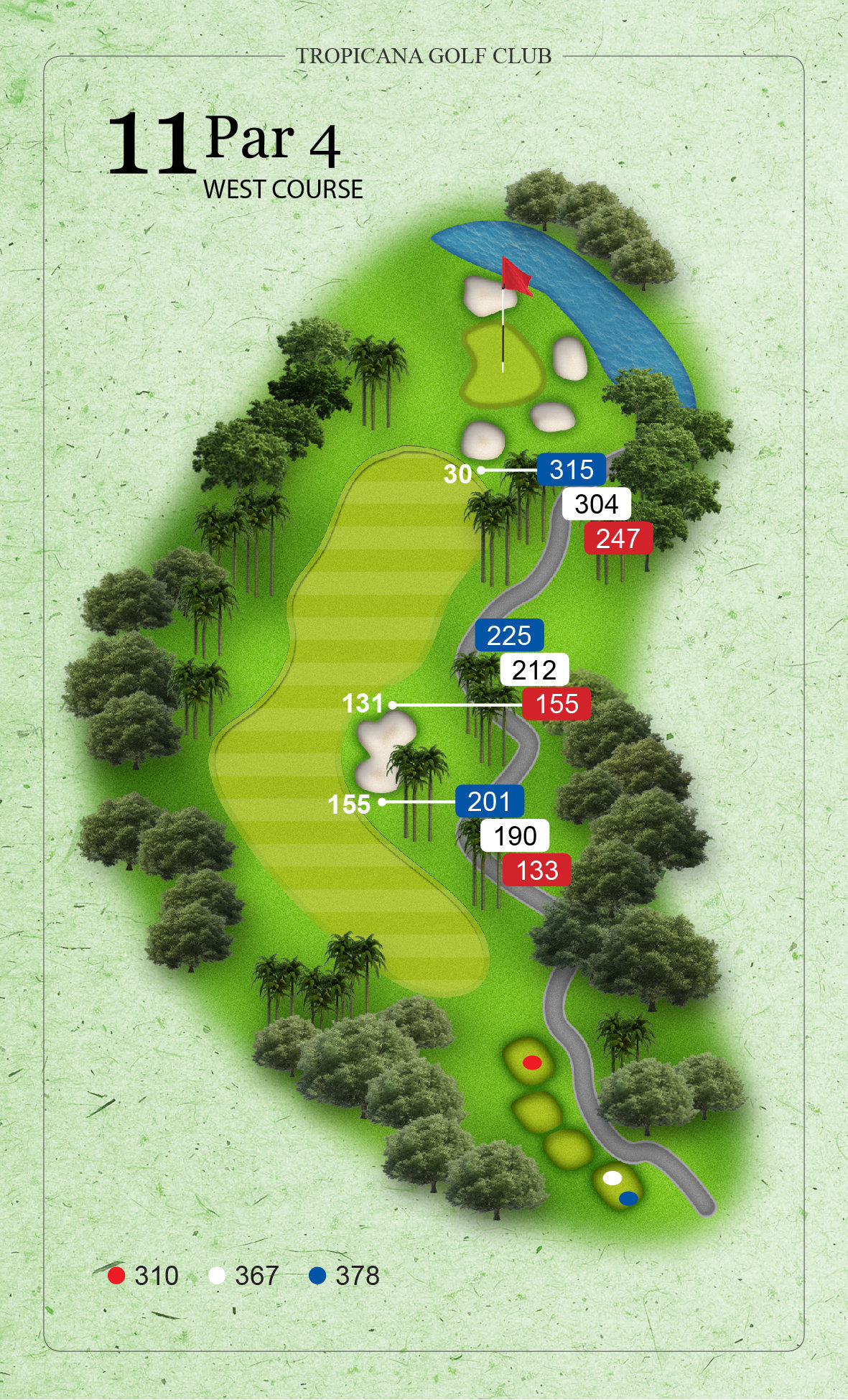 West Course, Hole 2 (Par 4) at Tropicana Golf & Country Club