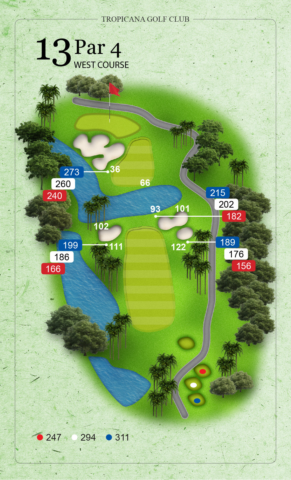 West Course, Hole 4 (Par 4) at Tropicana Golf & Country Club